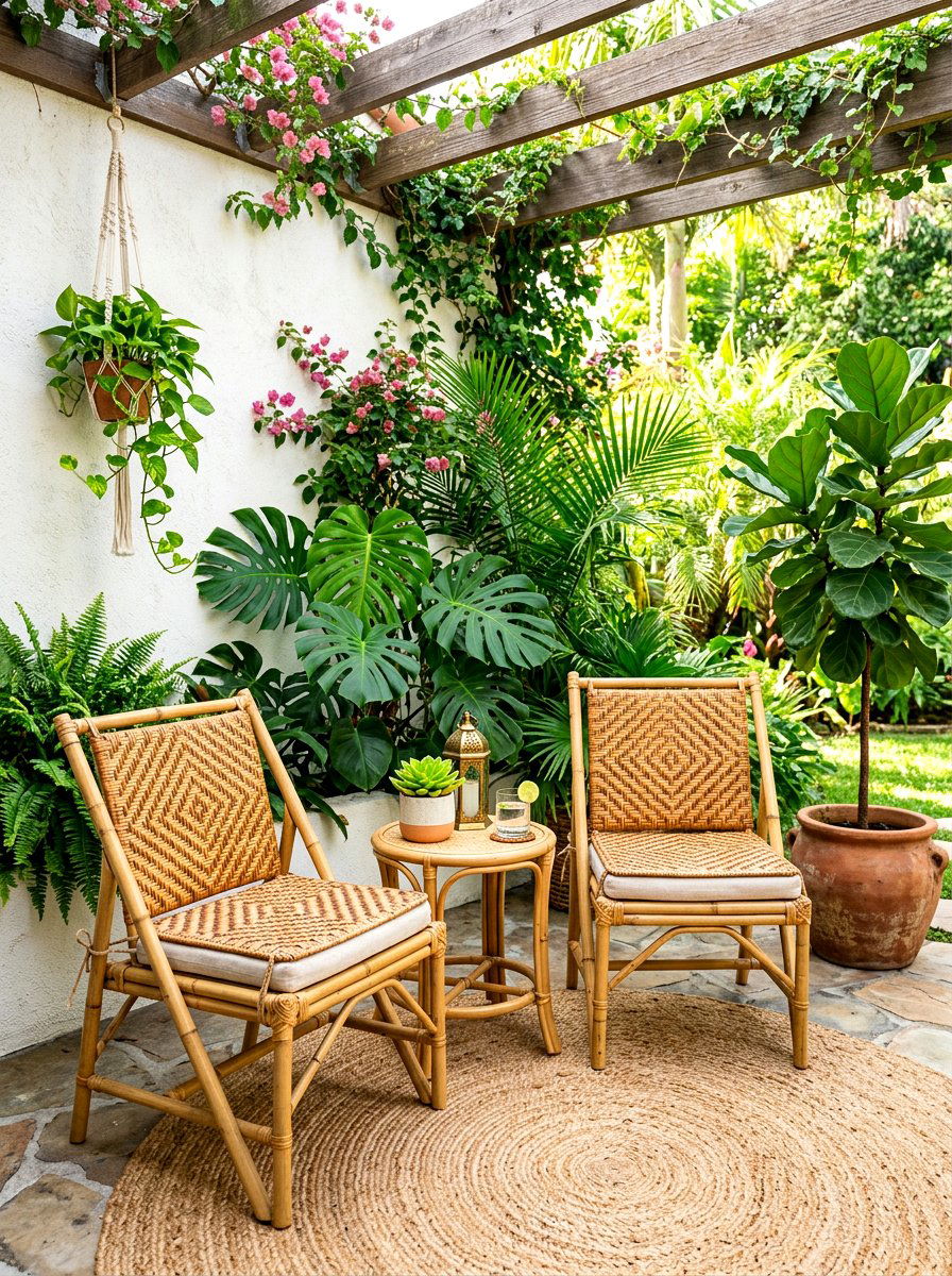 Rattan chair pad - 30 boho patio cushion ideas