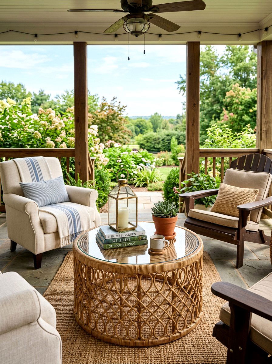 Rattan coffee table porch - 30 rattan porch lounge ideas
