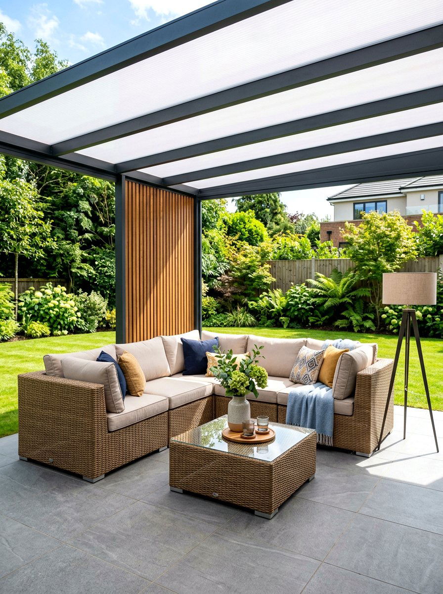 Rattan corner sofa - 30 pavilion lounge furniture ideas