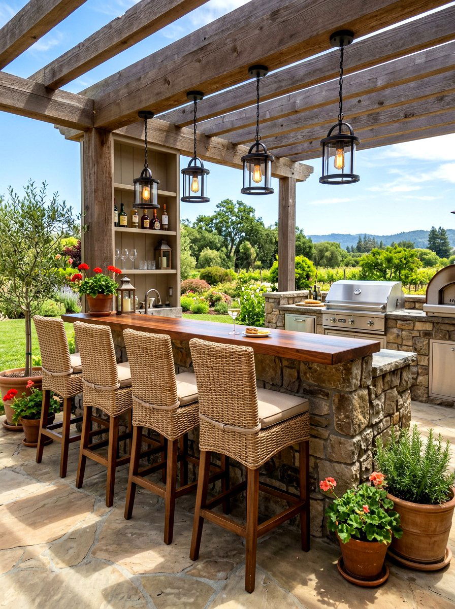 Rattan counter stool porch - 30 rattan porch lounge ideas