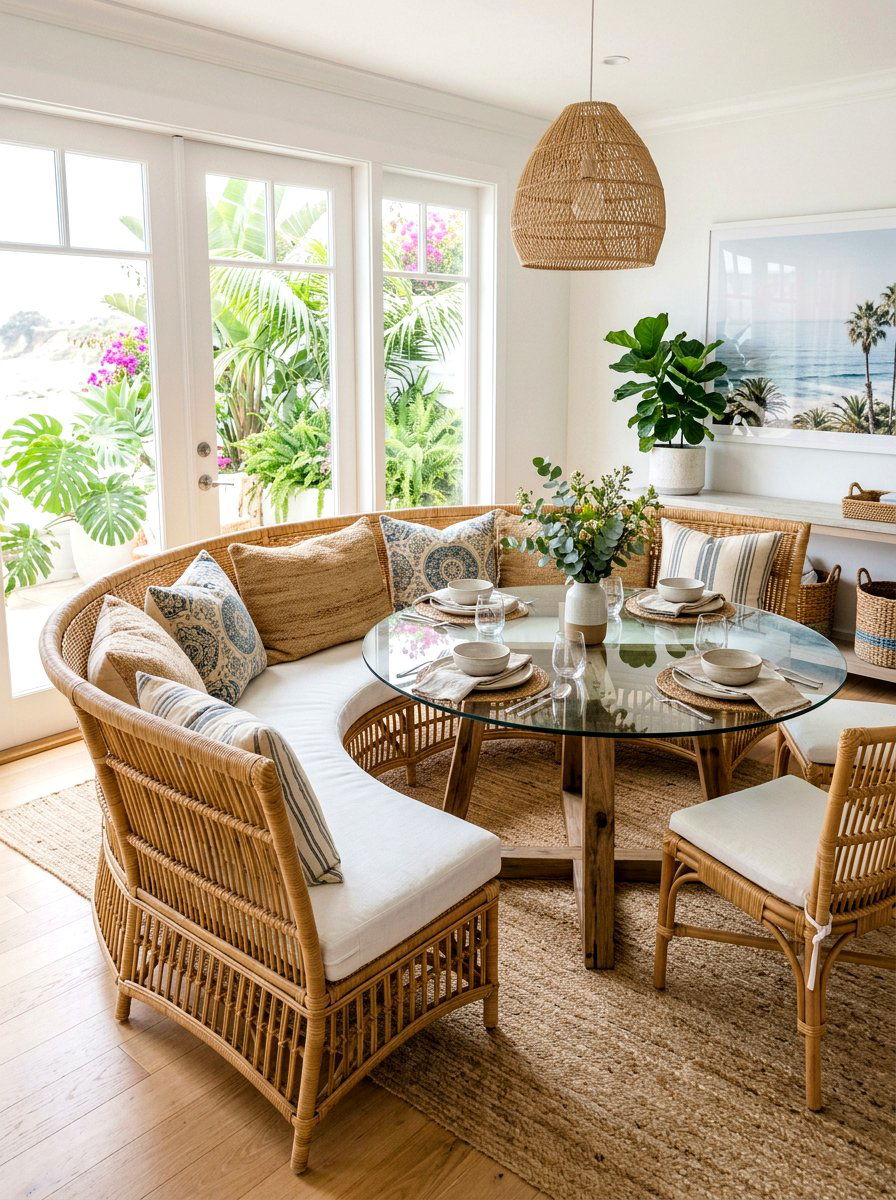 Rattan curved dining chair alternative - 30 curved banquette dining ideas
