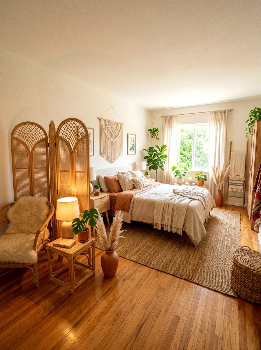 Rattan curved screen - 30 curved partition wall ideas