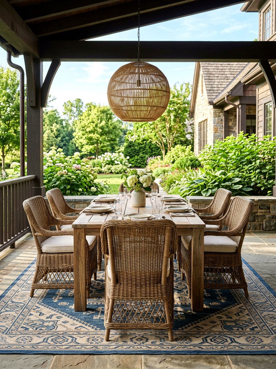 Rattan dining chair porch - 30 rattan porch lounge ideas