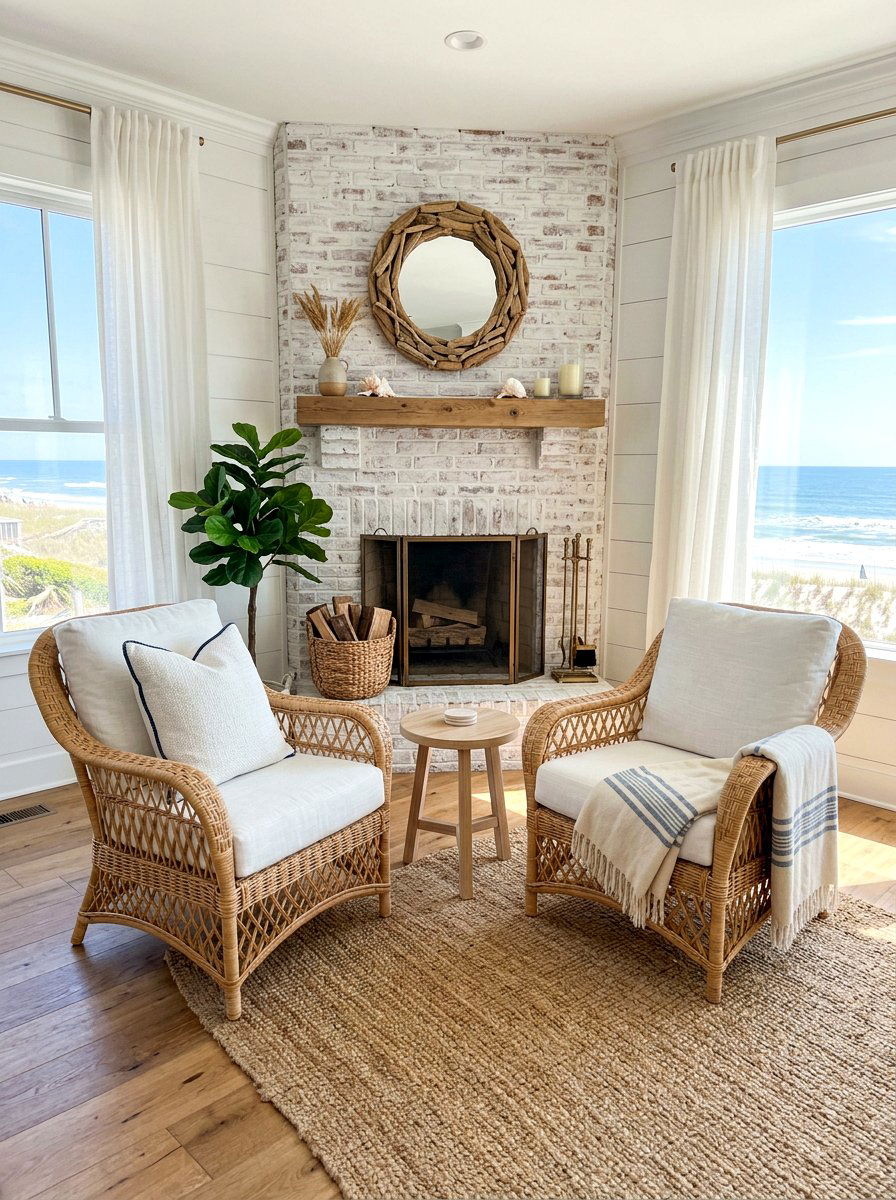 Rattan fireside chairs - 30 hearth seating ideas
