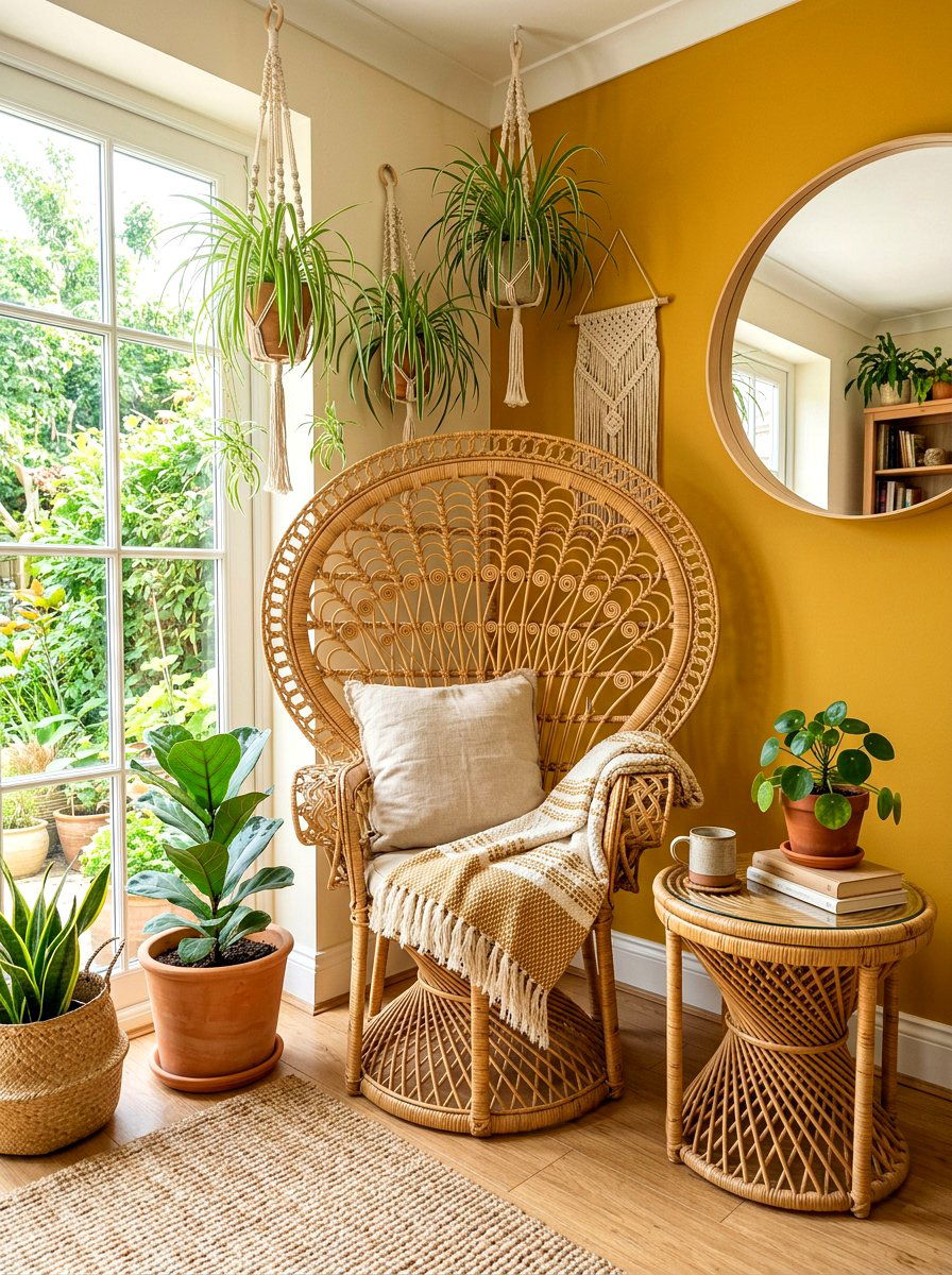 Rattan furniture - 30 seventies living room ideas