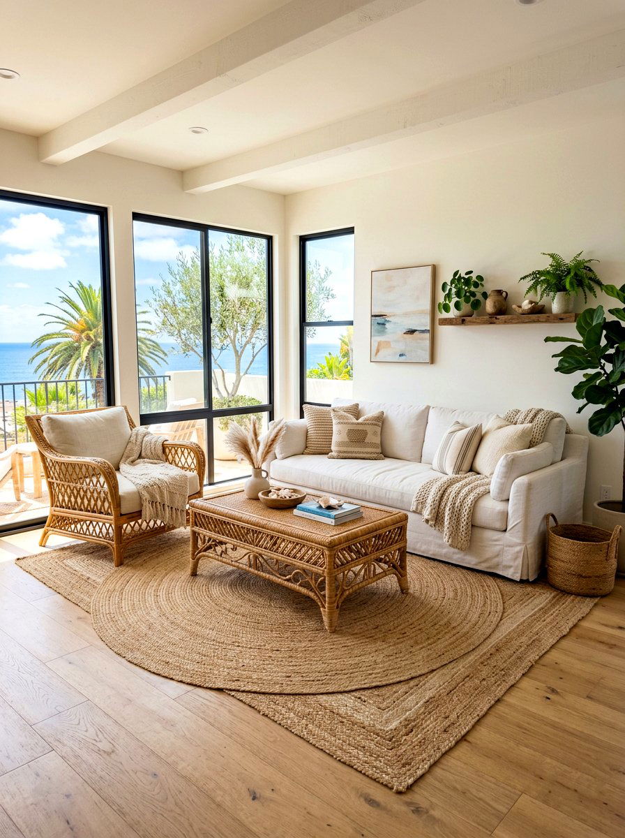 Rattan furniture living room - 30 soft spring living room ideas