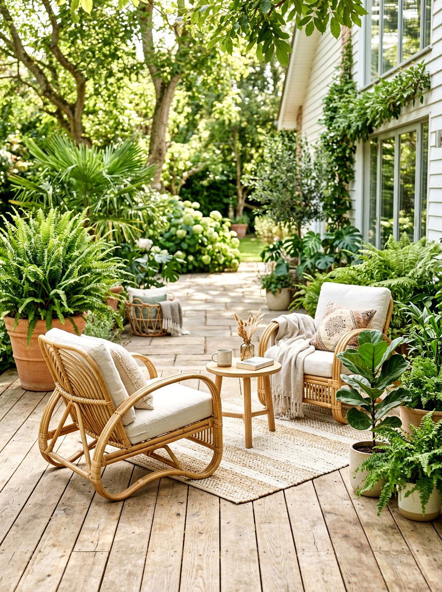 Rattan lounge seating - 30 Scandinavian patio ideas