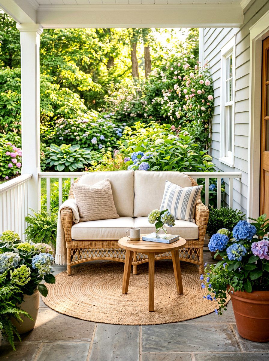Rattan loveseat sofa porch - 30 rattan porch lounge ideas