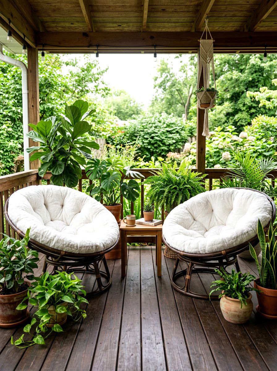 Rattan papasan chair porch - 30 rattan porch lounge ideas