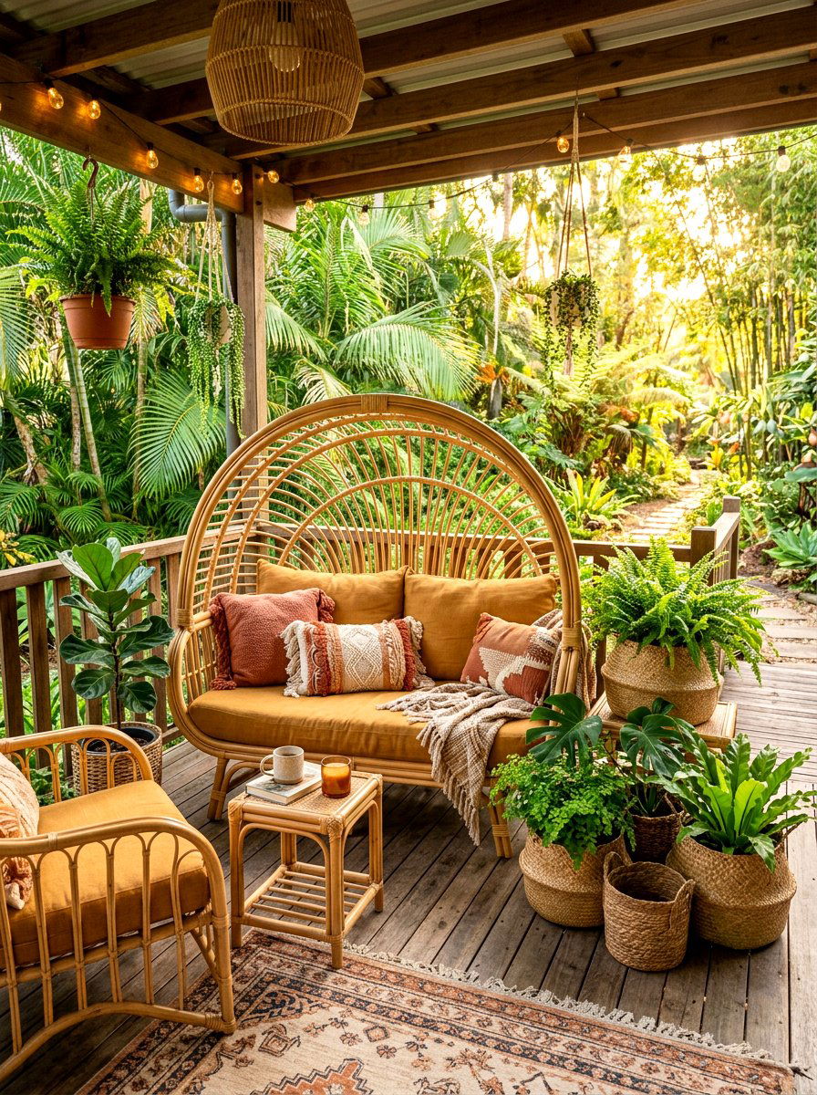 Rattan porch furniture - 30 loveseat porch seating ideas