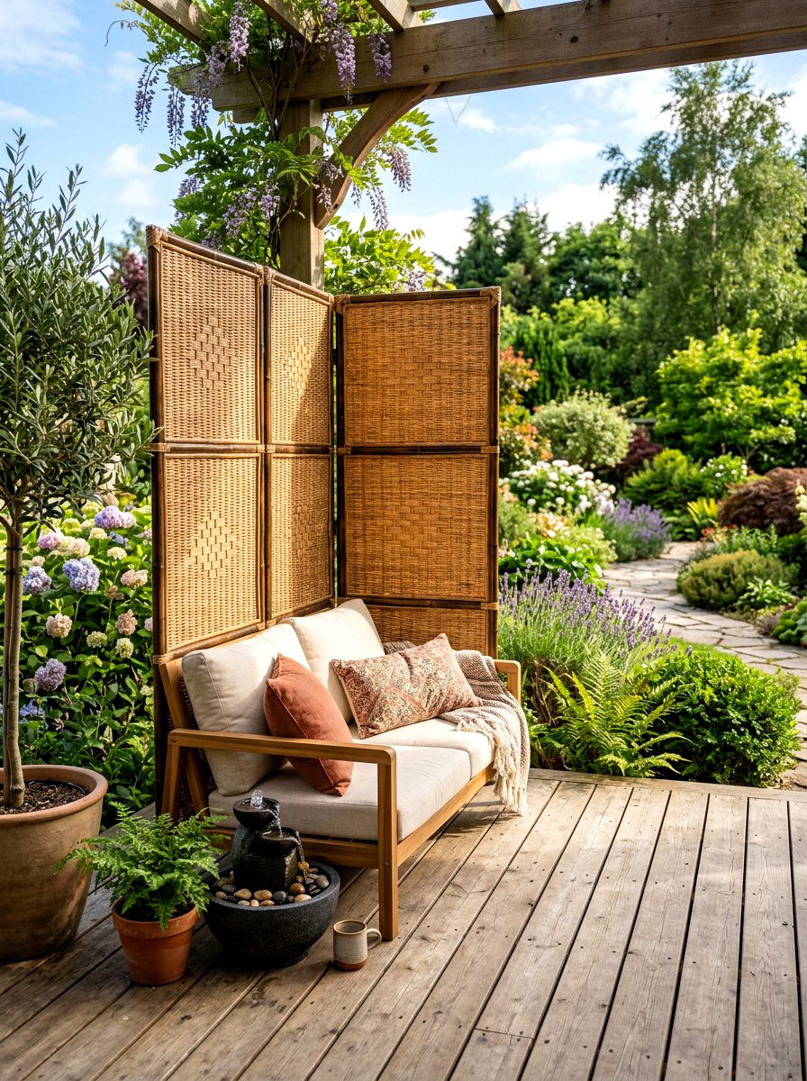 Rattan privacy screen porch - 30 rattan porch lounge ideas