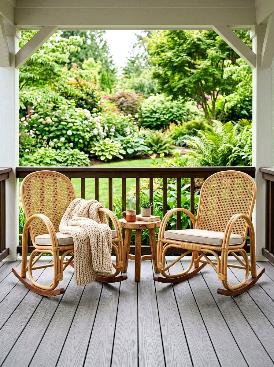 Rattan rocking chair porch - 30 rattan porch lounge ideas