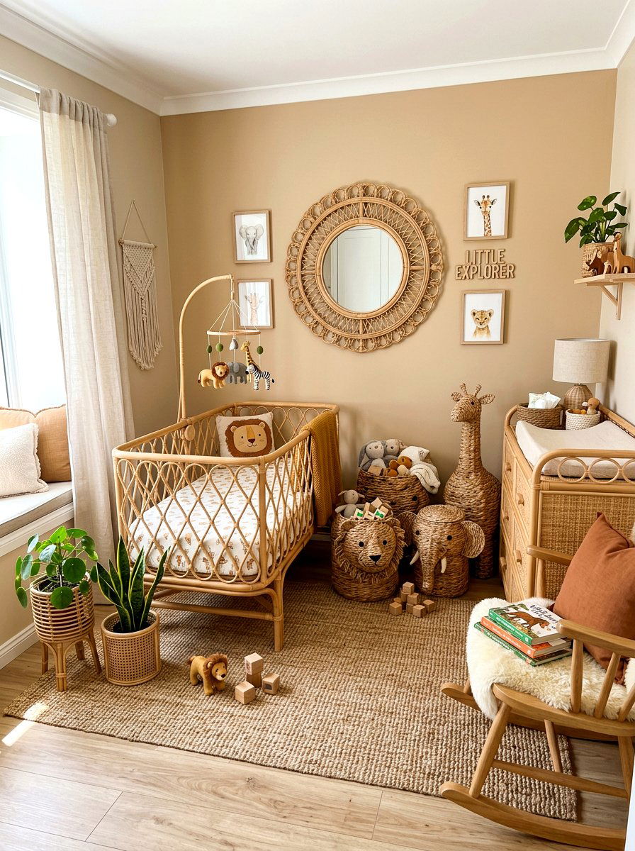 Rattan safari nursery - 30 safari nursery ideas