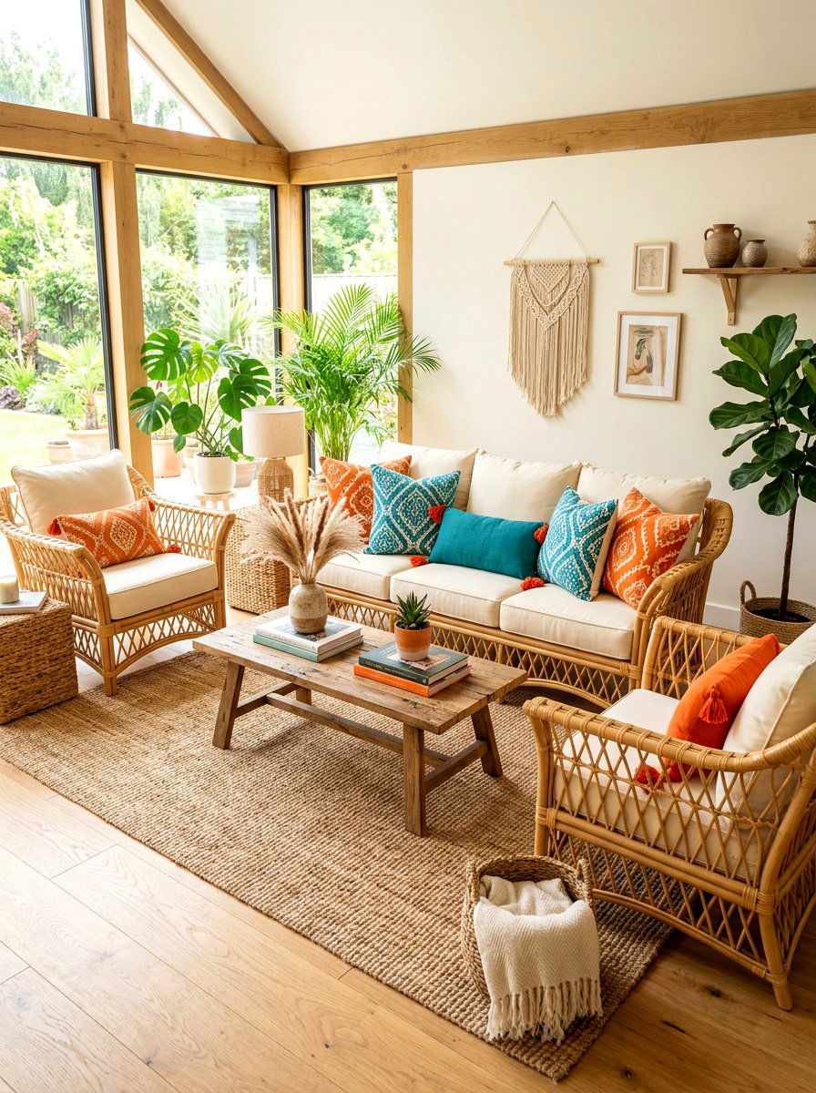 Rattan sofa set - 30 boho outdoor furniture ideas