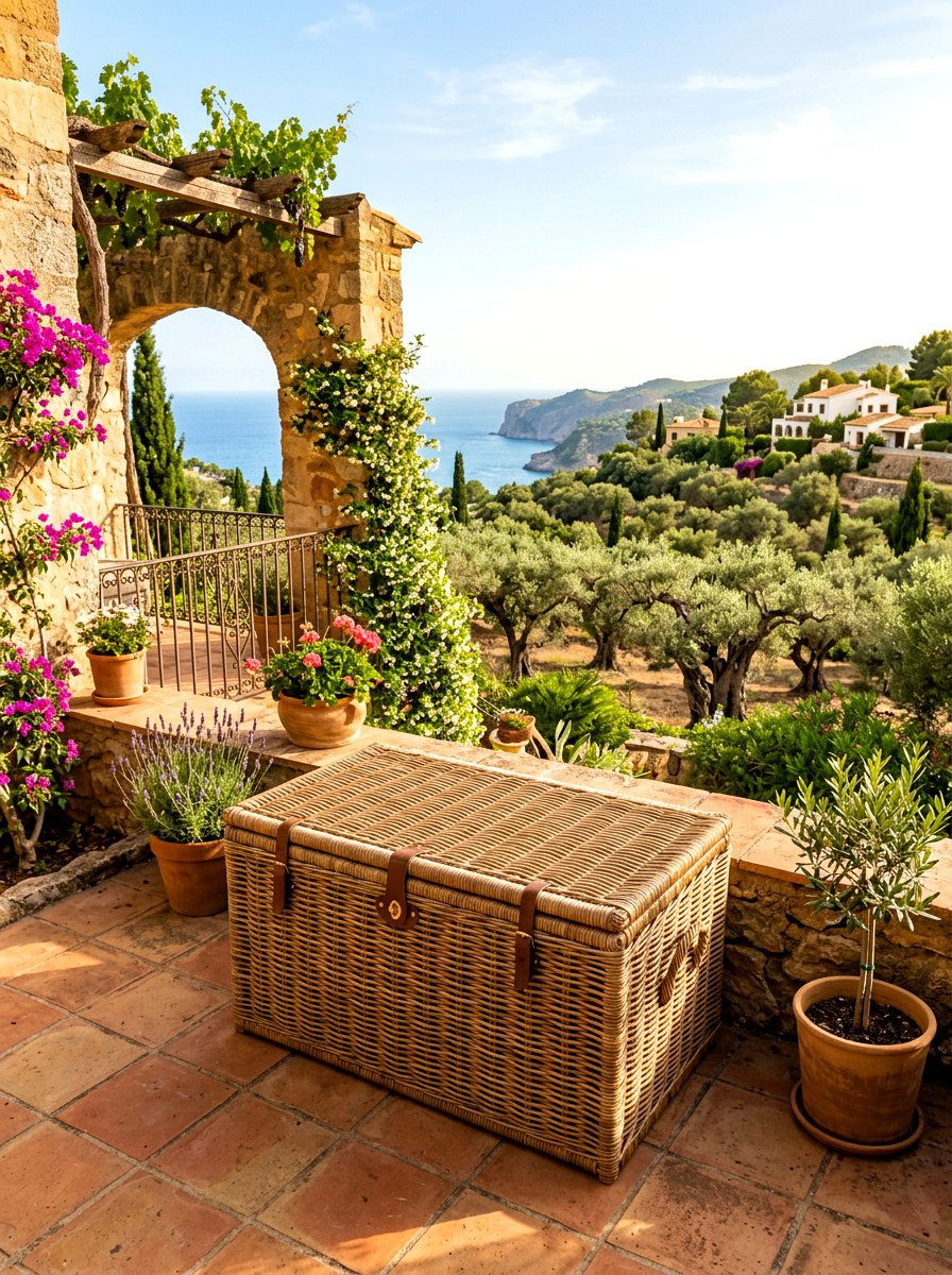 Rattan style storage box - 30 deck box ideas