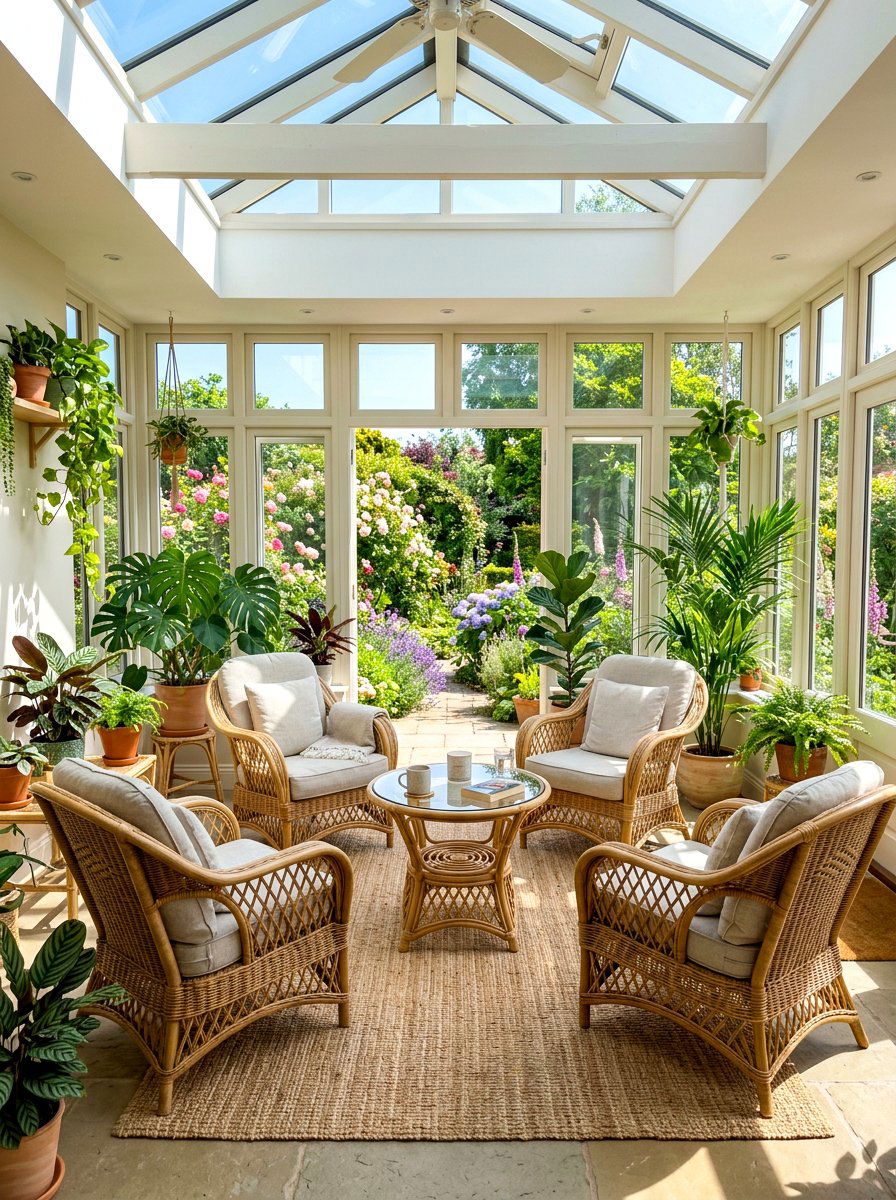Rattan sunroom furniture - 30 sustainable home decor ideas