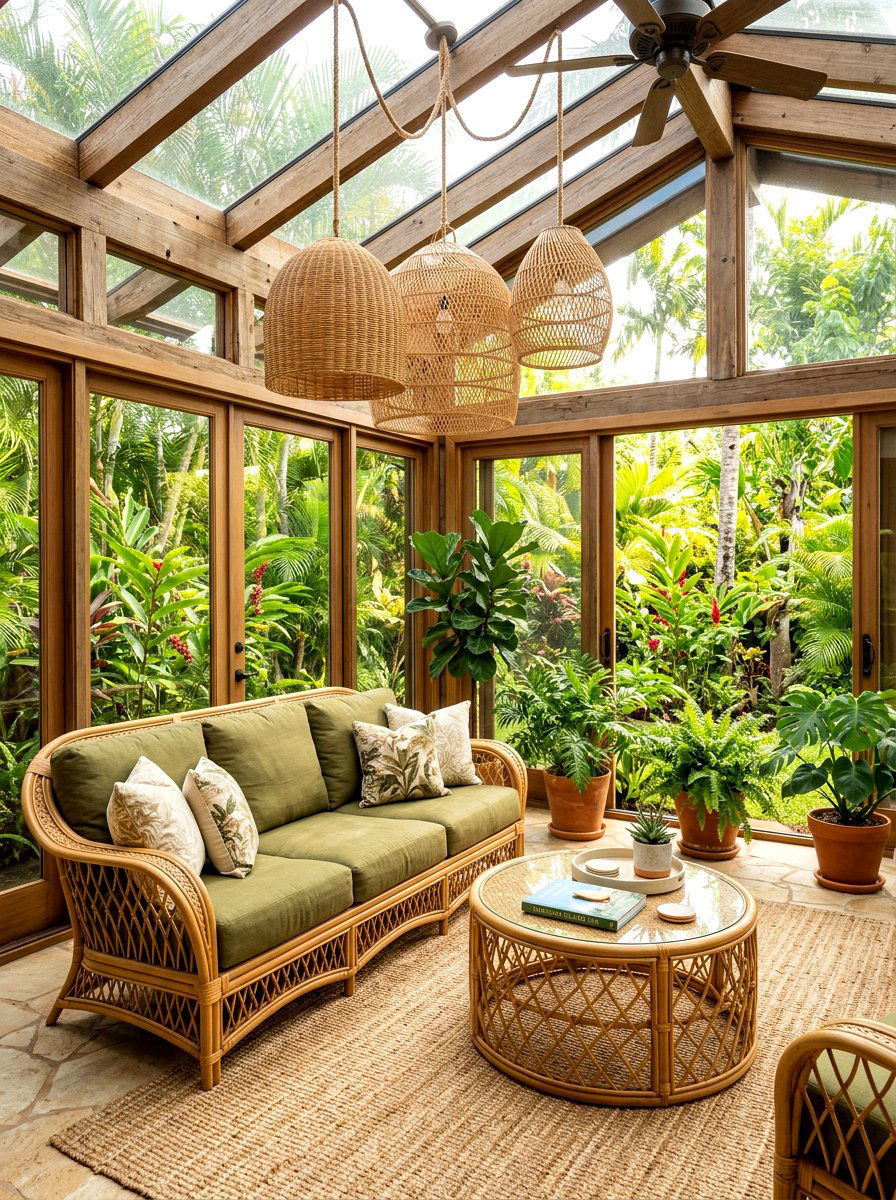 Rattan sunroom furniture - 30 earthy home decor ideas
