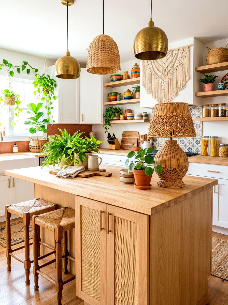 Rattan woven lamp kitchen island - 30 table lamp kitchen island ideas