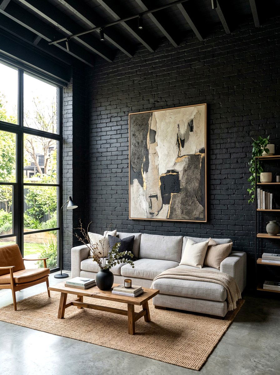 Raven Black Brick - 30 dark moody wall ideas