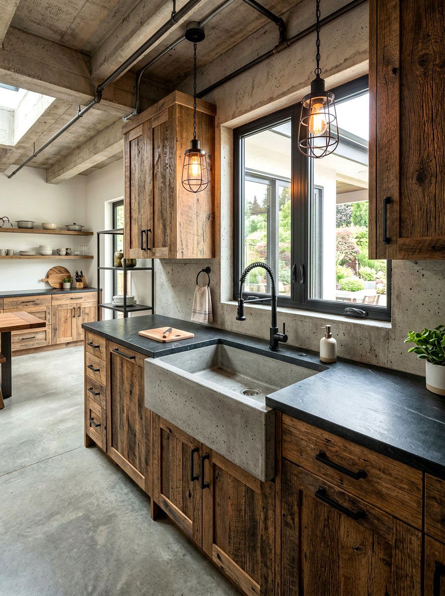 Raw Concrete Apron Sink - 30 apron sink kitchen ideas