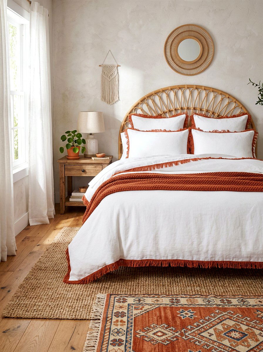 Raw Edge Contrast Fringe - 30 contrast trim bedding ideas