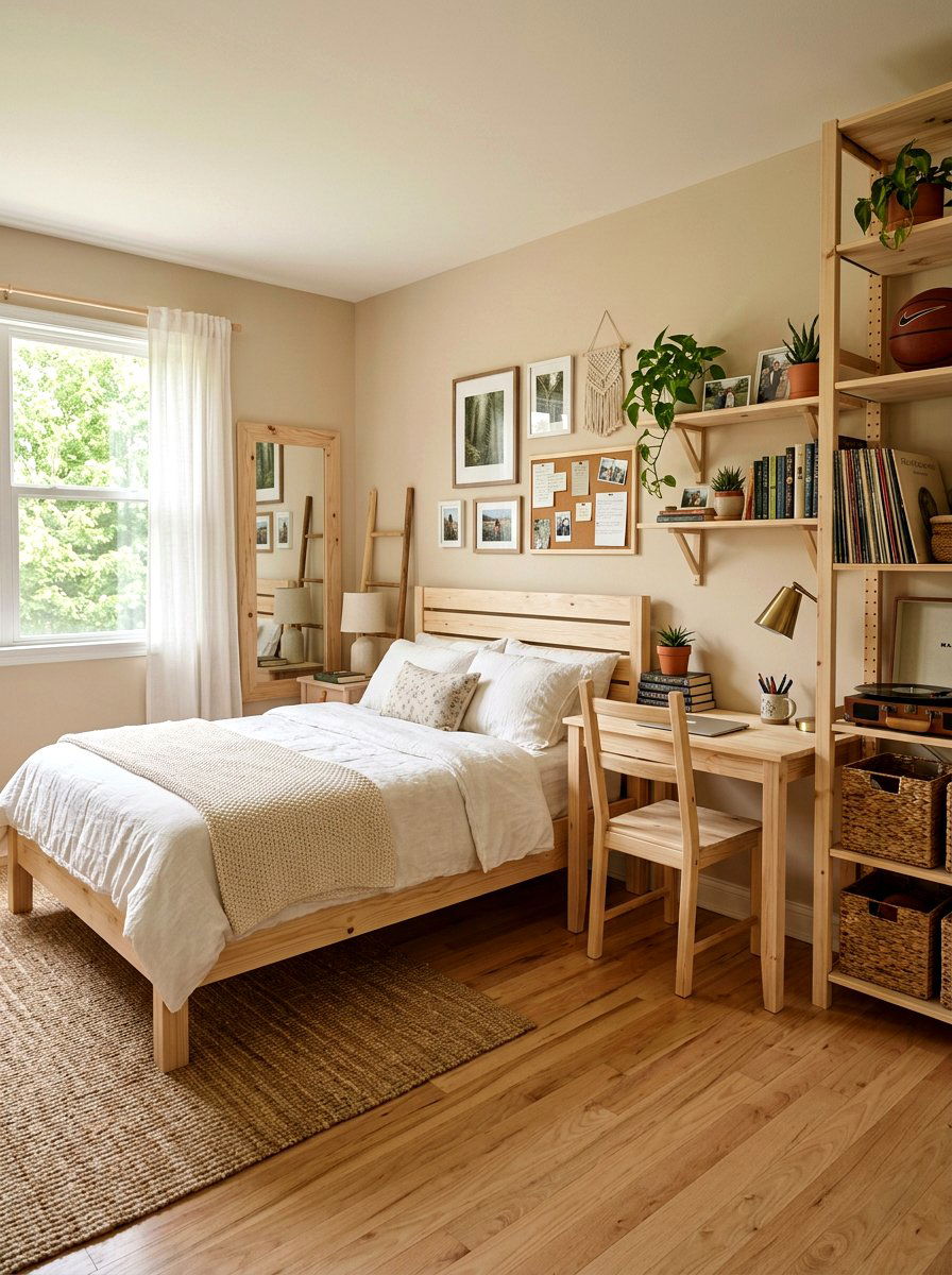 Raw Natural Wood Elements - 30 minimalist teen room ideas