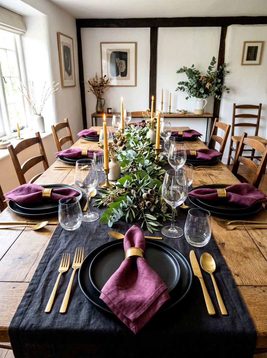 Raw Silk Plum Napkins - 30 moody berry tablescape ideas