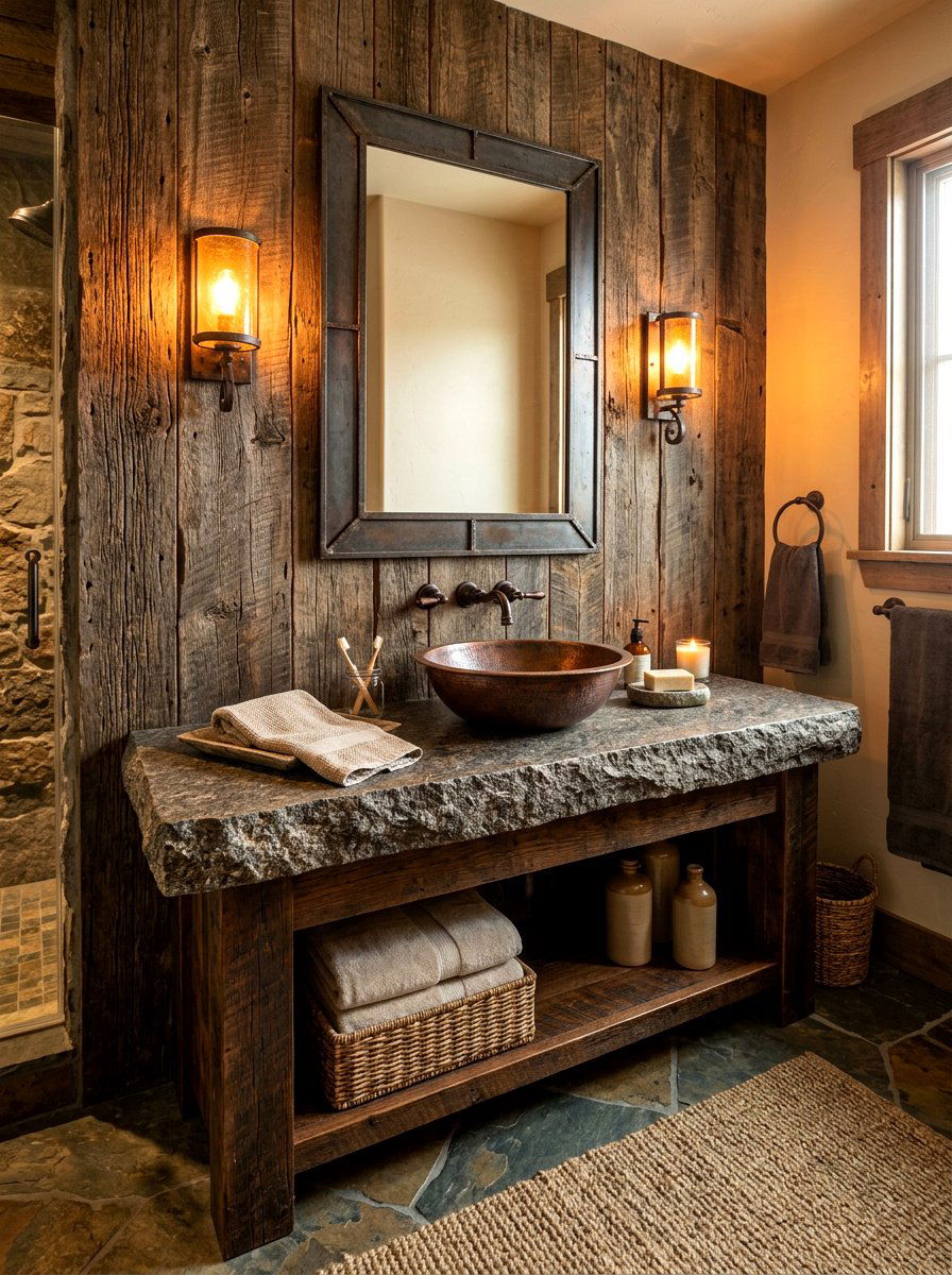 Raw edge stone vanity - 30 stone inspired bathroom ideas