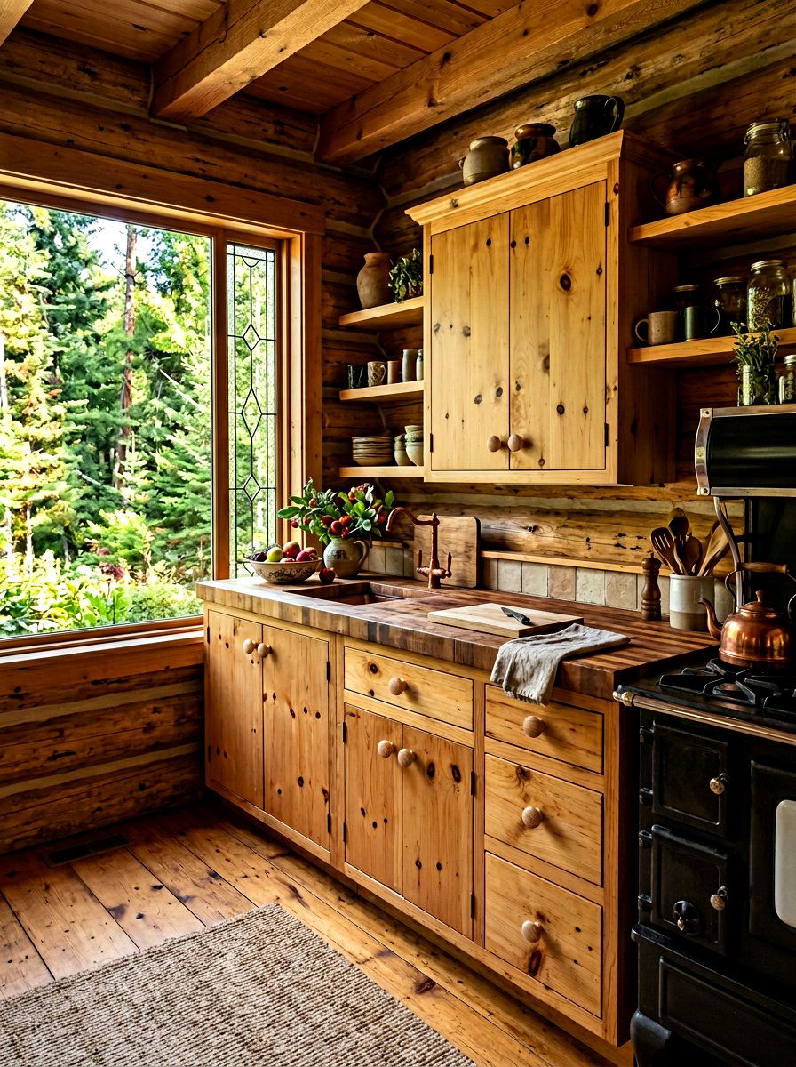 Raw pine kitchen hardware - 30 wood knob kitchen ideas
