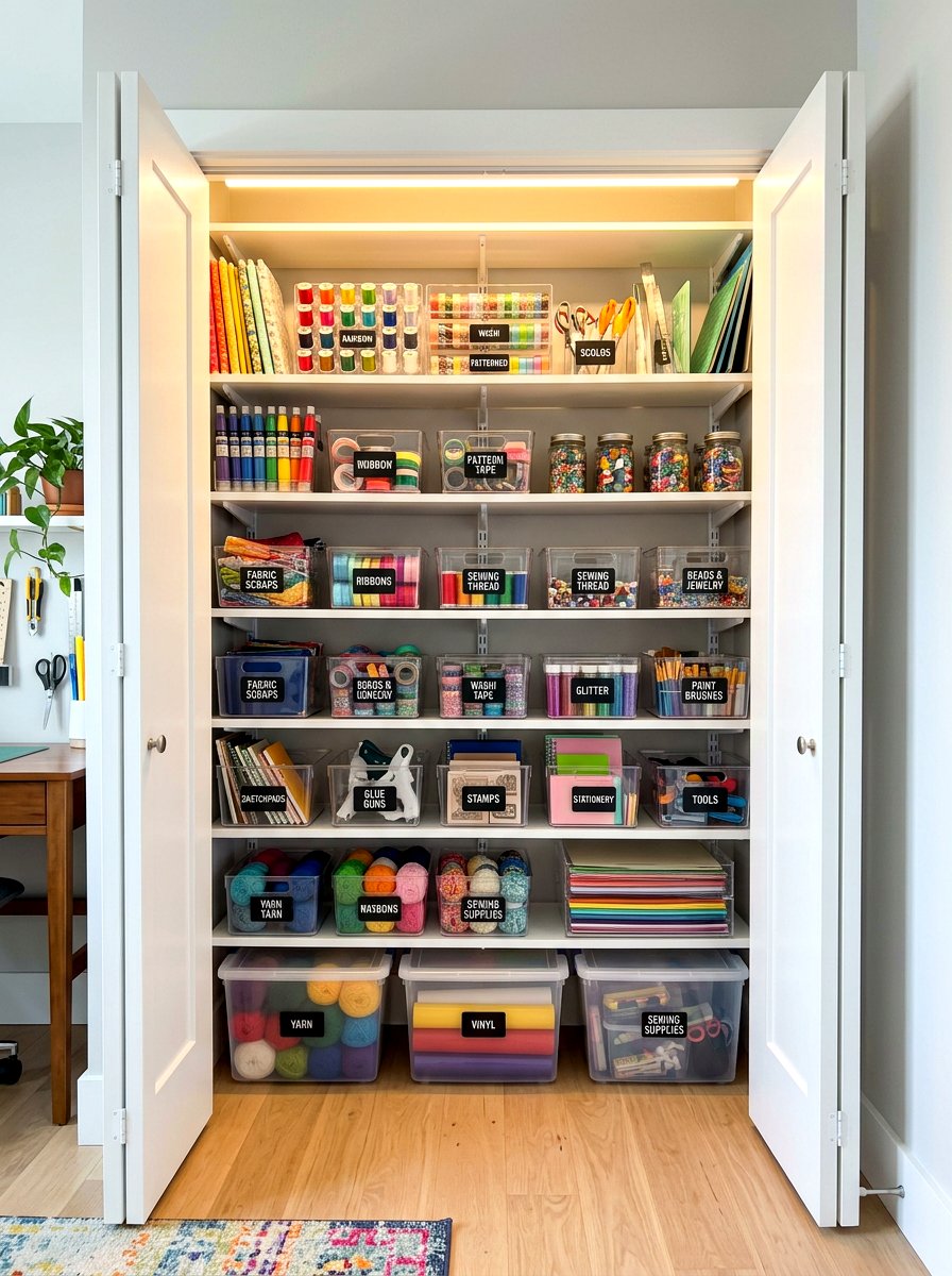 Reach in craft closet - 30 craft closet ideas