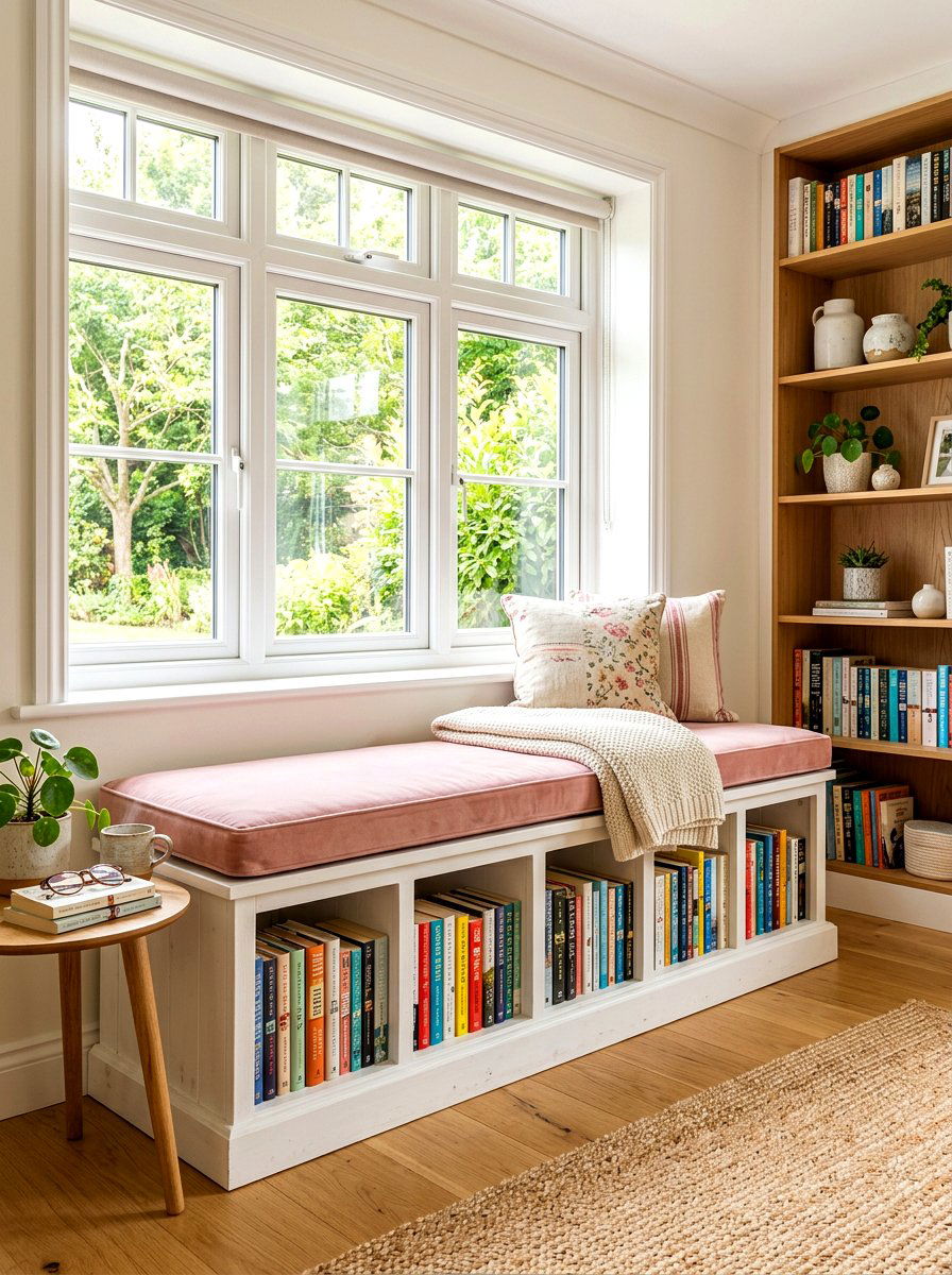 Reading Bench With Shelves - 30 nursery library wall ideas