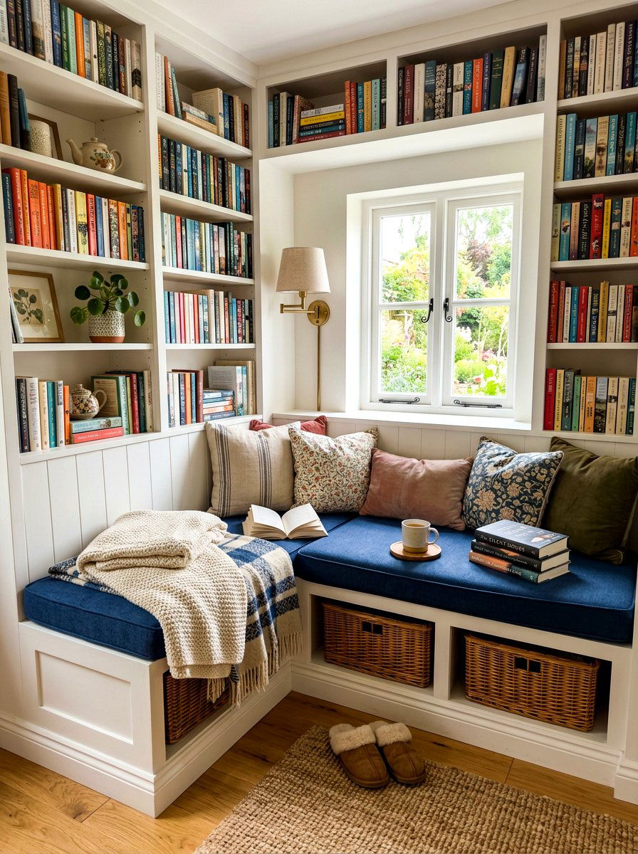 Reading Nook Bench Shelves - 30 built in bookshelf ideas