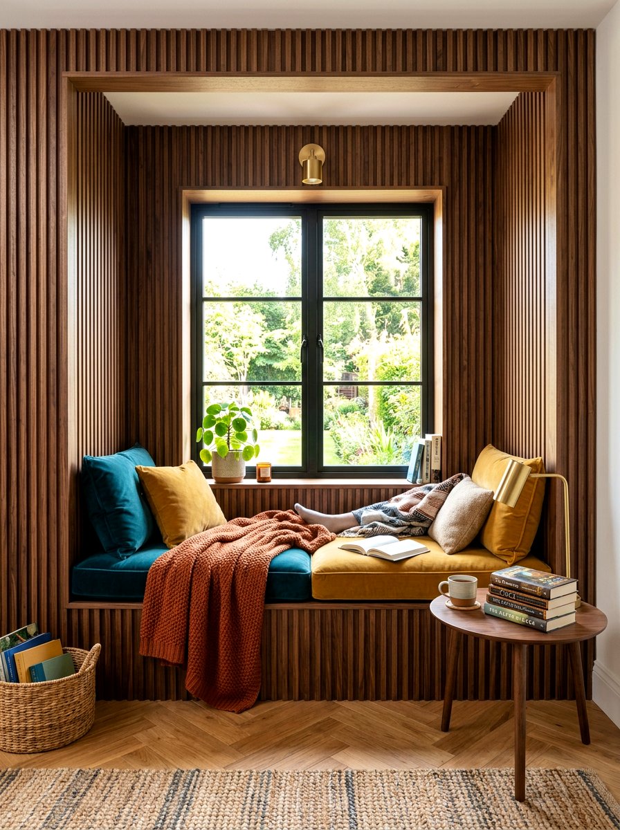 Reading Nook Fluted Wall - 30 fluted wood wall ideas