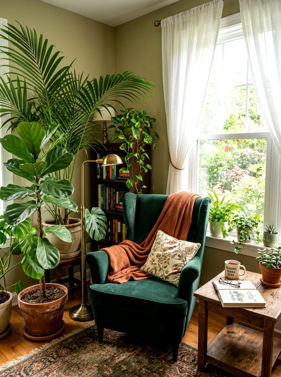 Reading Nook Greenery - 30 indoor garden ideas