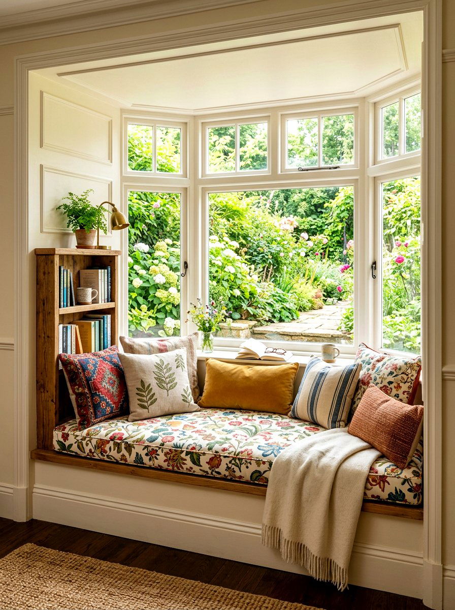 Reading Nook Window Seat - 30 cottagecore bedroom ideas