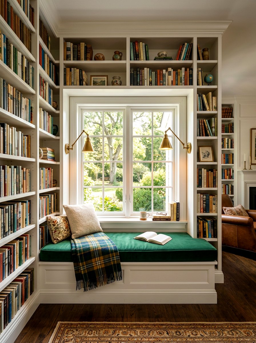Reading Nook With Bookshelf Storage - 30 storage bench window seat ideas