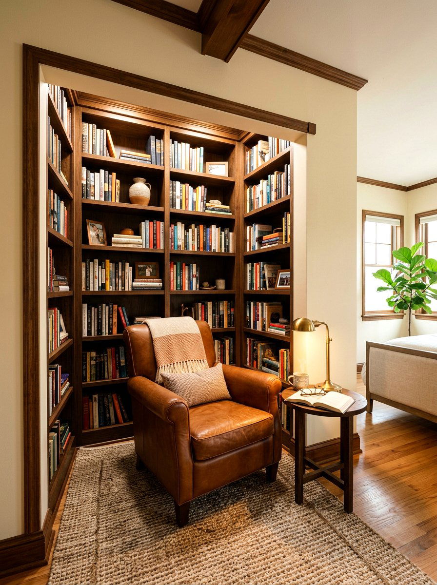 Reading Nook With Bookshelves - 30 bedroom alcove ideas