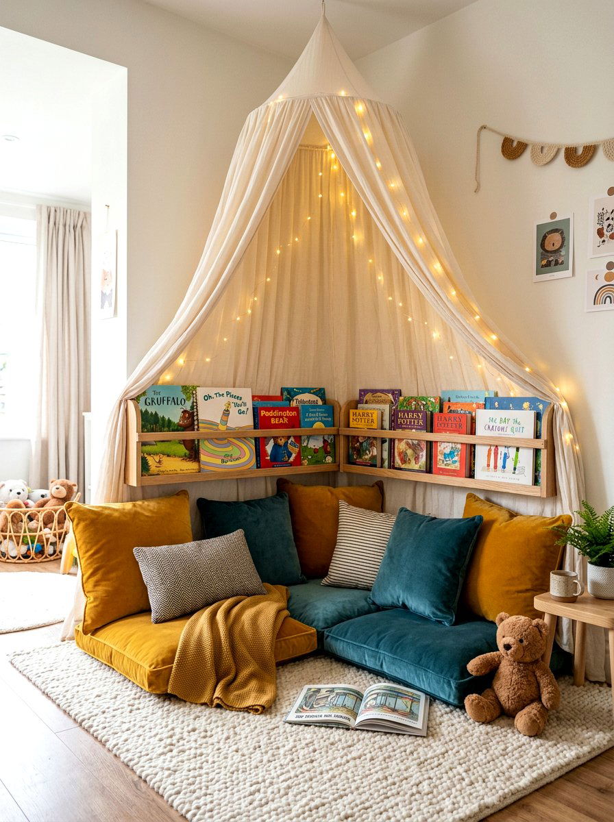 Reading Nook With Floor Cushions - 30 imaginative play corner ideas