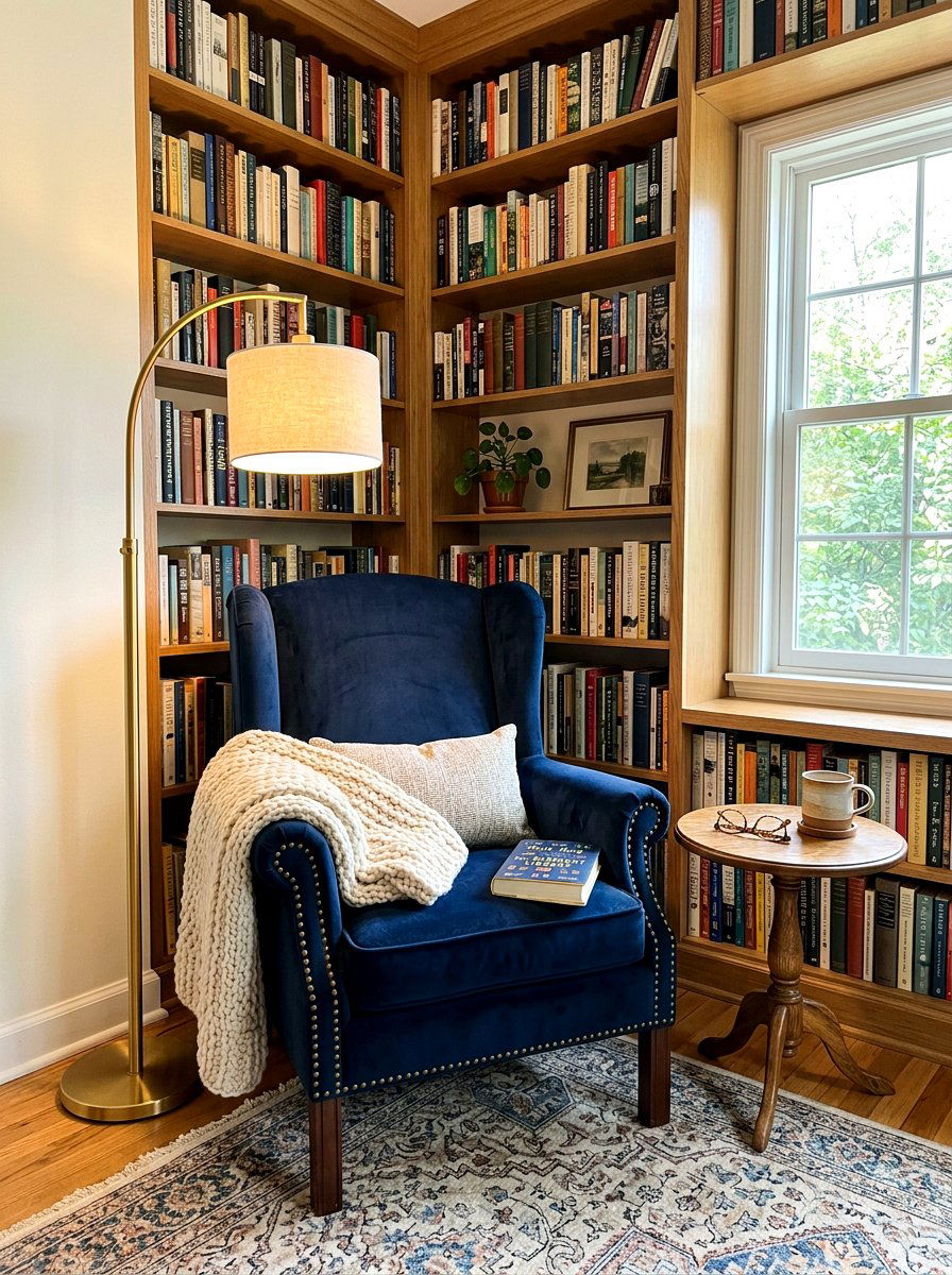Reading nook armchair setup - 30 furniture arrangement ideas