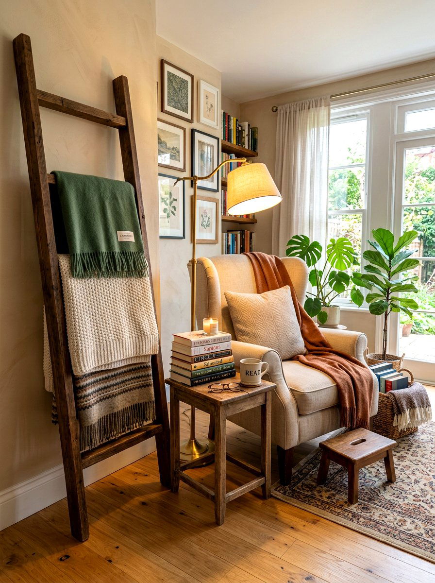 Reading nook blanket ladder - 30 corner ladder blanket ideas