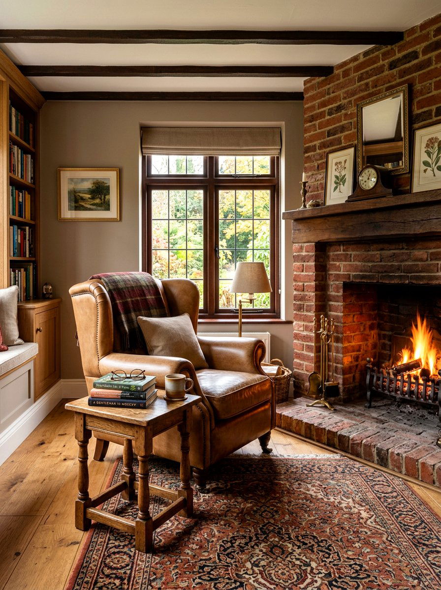 Reading nook by fireplace - 30 hearth seating ideas