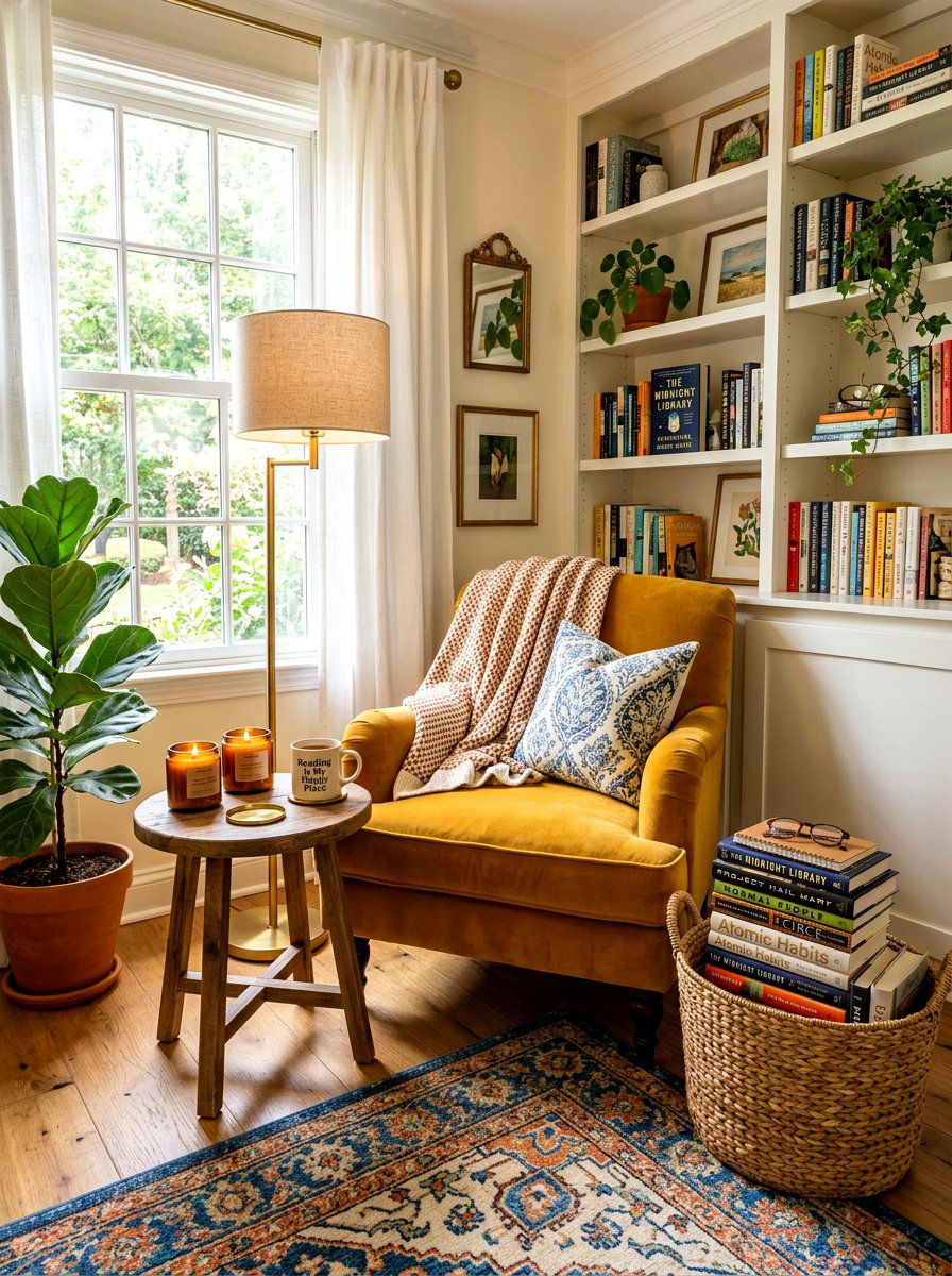 Reading nook cozy candle corner - 30 candle heavy fall decor ideas
