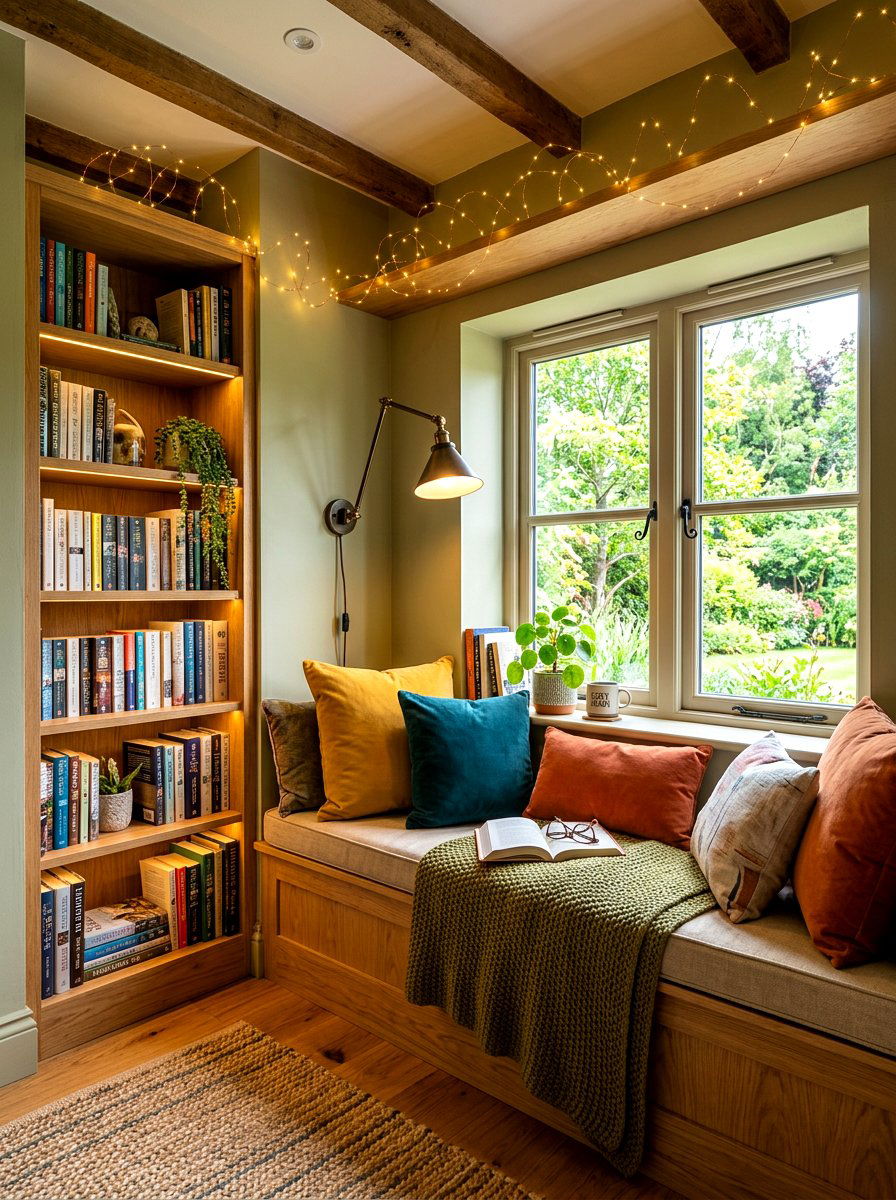Reading nook lighting - 30 string light ideas