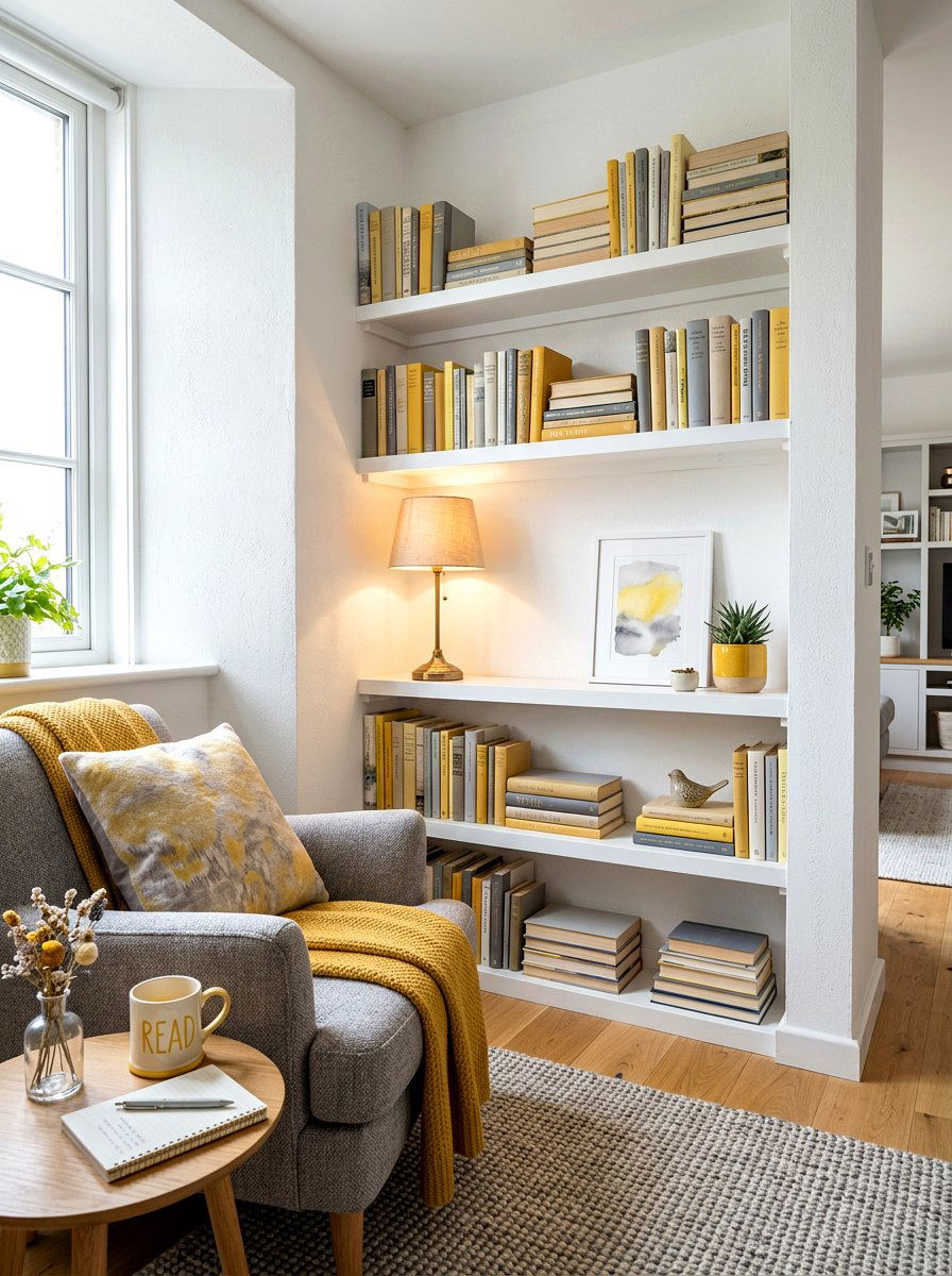 Reading nook shelf - 30 wall shelf decor ideas