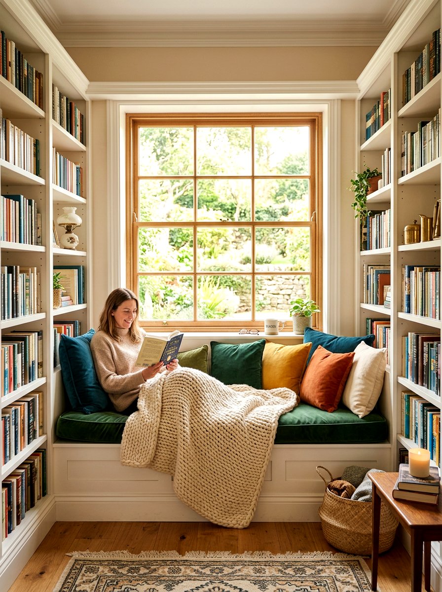 Reading nook with built in bookshelf - 30 bookshelf styling living room ideas