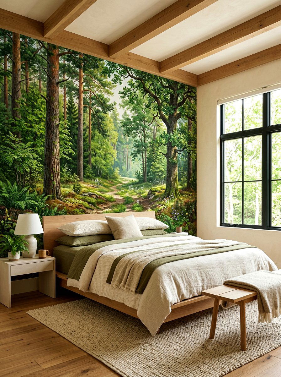 Realistic Nature Landscape Mural - 30 woodland wall mural nursery ideas
