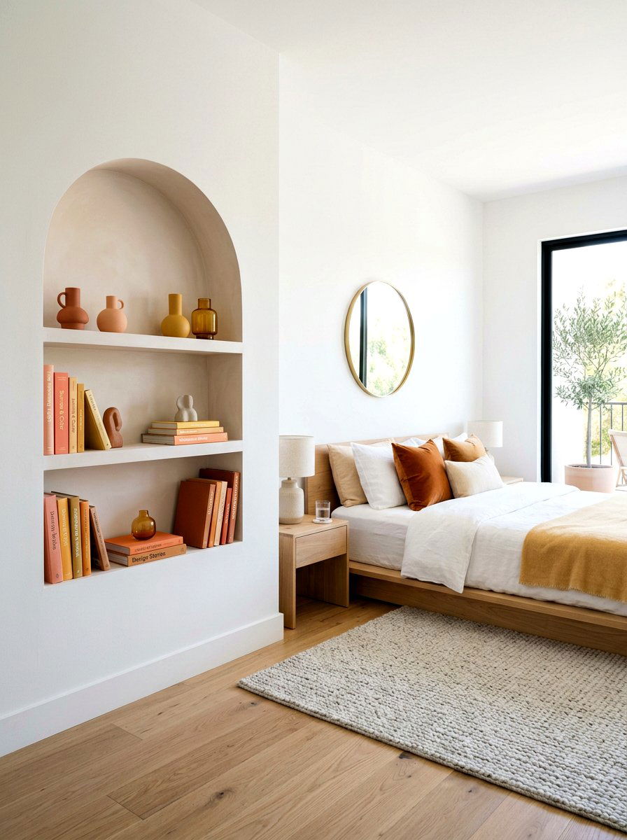 Recessed Arch Shelf - 30 sunrise inspired bedroom ideas
