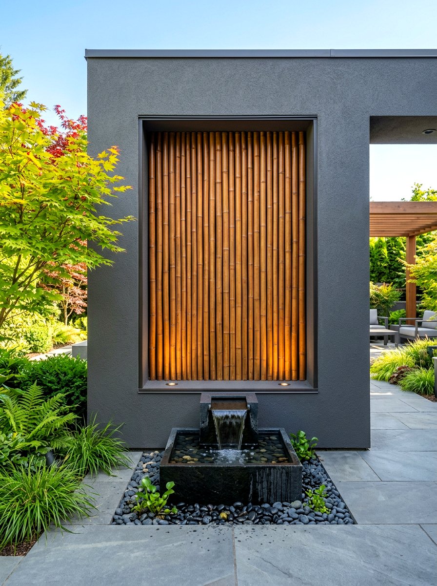 Recessed Bamboo Wall Niche - 30 bamboo privacy screen ideas