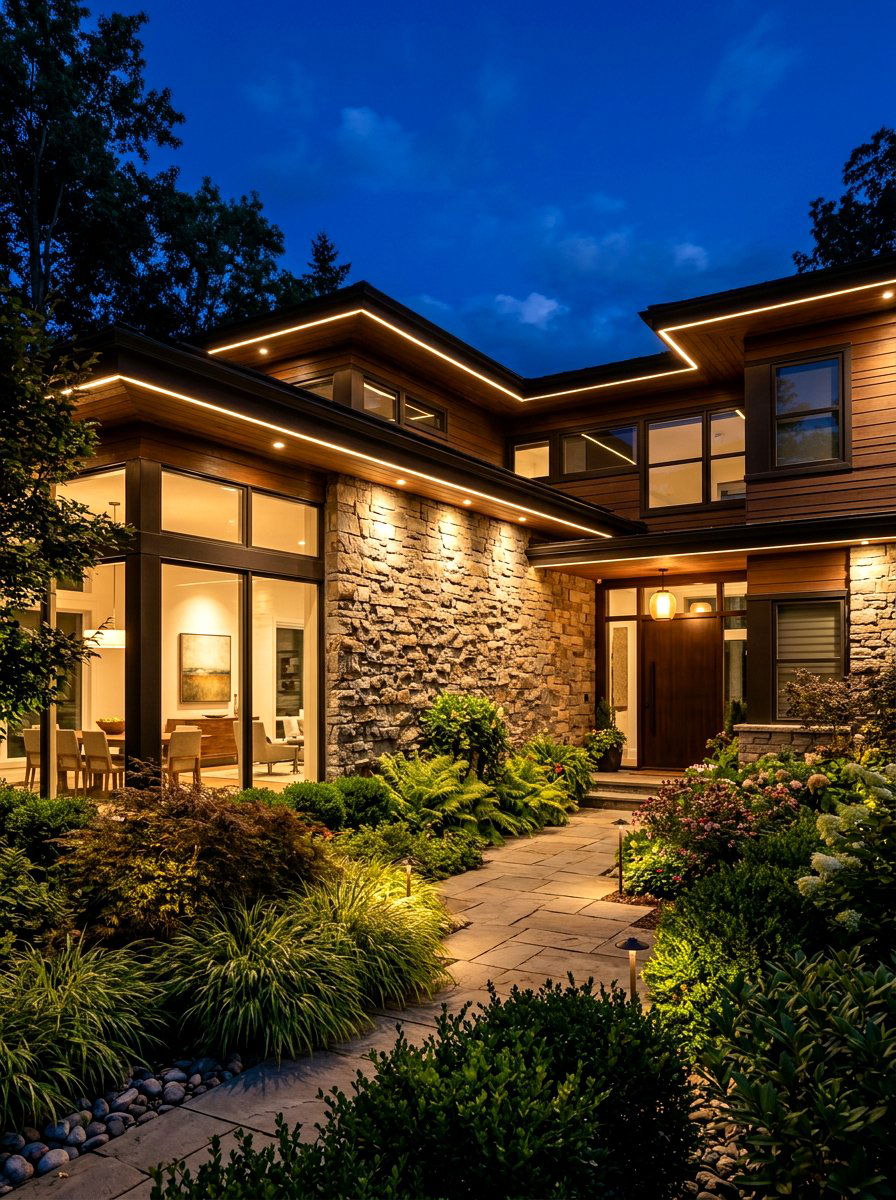 Recessed Eave Lighting - 30 quiet luxury exterior ideas