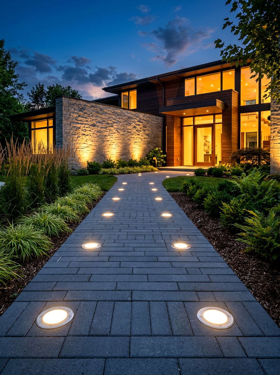 Recessed Ground Lighting - 30 shaded side yard ideas